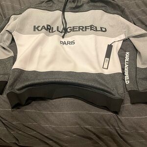 Karl Lagerfeld White and Gray Sweatshirt